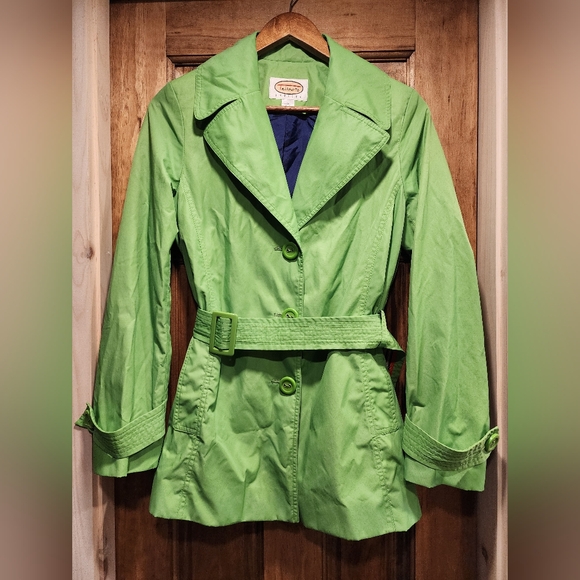 Talbots Jackets & Blazers - Talbots Lime Green Belted Rain Jacket